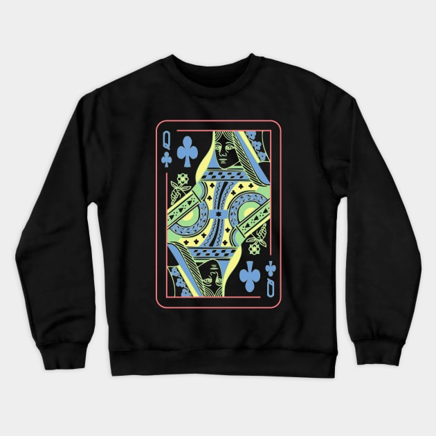 Queen of Clubs Night Mode Crewneck Sweatshirt by inotyler